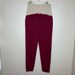 TIMES TWO Maternity Wine Skinny Cuffed Jeggings XL